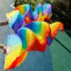 Pulcykp Handmade Women Silk Belly Dance Fan Dance Silk Veils 1 Pair Rainbow Colors as picture9 XL-230cm-1pair(2pcs) view 4