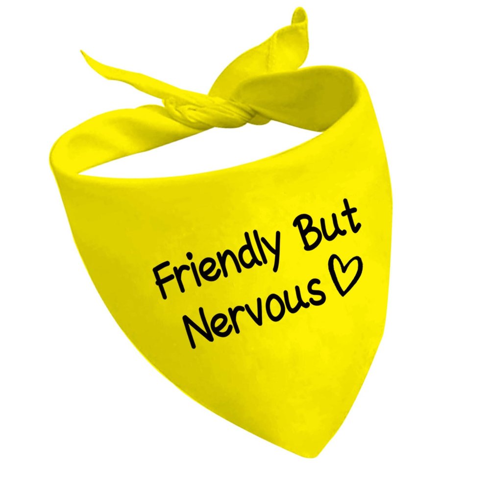1 Piece Friendly But Nervous Dog Bandana Nervous Anxious Dog Bandana Nervous Dog Gear (Friendly But Nervous D)