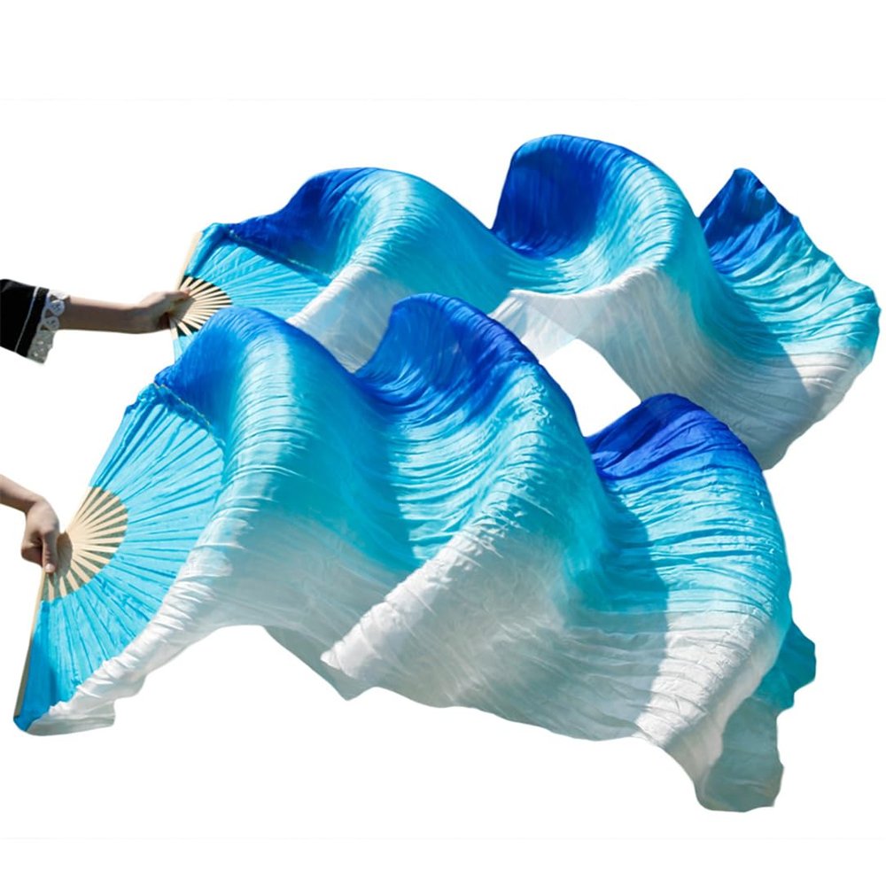 Pulcykp Silk Belly Dance Fan Dance Silk Veils Left+Right Colors 180 * 90 Cm FS102 280x90cm 1 Pair