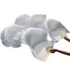 Women Belly Dancing Fan 1 Pair Gradient Color Dancer Practice Props Imitation Silk Fans Rayon Silk Fan Blue-Turquoise-White XL 210x90cm view 3