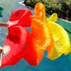 Pulcykp Women Silk Belly Dance Fan Dance Silk Veils 1 Pair 180 * 90 CM Red+Orange+Yellow Blue torquise White 1pc Right hand-180cm view 3