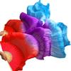 Pulcykp Belly Dance Fan Chinese Dance Fans Real Silk Imitation 1 Pair / 1 Pc Handmade Dyed Long Fan Veil as picture-21 L-180x90cmReal Silk view 3