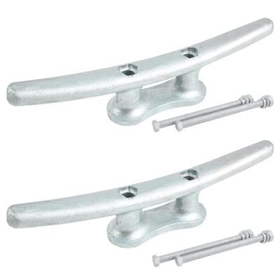 WTMORE Dock Cleats 10 inch, Hot Dipped Galvanized Cast Iron Boat Cleats, Boat Dock Cleats Rope Cleats, Ideal for Boat Deck Yacht Kayak Dock or Home Decoration, Hardware Included (2 Pack)