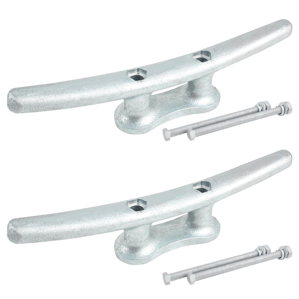 WTMORE Dock Cleats 10 inch, Hot Dipped Galvanized Cast Iron Boat Cleats, Boat Dock Cleats Rope Cleats, Ideal for Boat Deck Yacht Kayak Dock or Home Decoration, Hardware Included (2 Pack)