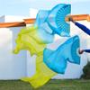 Pulcykp Silk Dance Fans 1Pair Handmade Unisex Silk Belly Dance Fans Dance Props Long Fans Turquoise+Yellow XL (230x90cm) view 1
