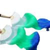 Pulcykp Women Chinese Silk Veils Dance Fans Pair of Belly Dancing Fans Cheap Turquoise+RoyalBlue+White as picture18 M-150cm-1pair(2pcs) view 1