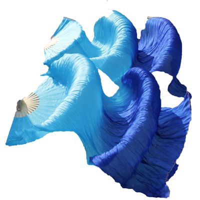 Pulcykp Silk Belly Dance Fans Handmade Hand Dyed Natural Silk 1Pair Belly Dance Fans 120/150/180 * 90Cm Dance Props as picture7 S
