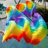 Pulcykp Handmade Women Silk Belly Dance Fan Dance Silk Veils 1 Pair Rainbow Colors Pink Fuchsia Purple XL-230cm-1pair(2pcs) view 2