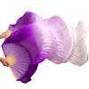 1 Pair 100% Silk Handmade Dyed Fans Veil Women Belly Dance Fans Purple+ Light Purple +White Colors L view 2