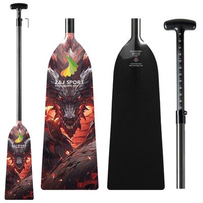 Z&J SPORT Adjustable Dragon Boat Paddle, IDBF Approved Carbon Fiber Paddle, Dragon Graphic Paddle with Adjuster for Dragon Boat Race with Adjustable T Handle (DGN7)