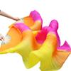 Pulcykp Silk Veils Dance Fans 1 Pair Left+Right Belly Dance Fans Vertical Stripe Rose+Orange+Yellow 180 * 90Cm L view 2