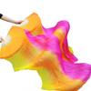 Pulcykp Silk Veils Dance Fans 1 Pair Left+Right Belly Dance Fans Vertical Stripe Rose+Orange+Yellow 180 * 90Cm L view 3