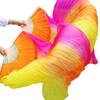 Pulcykp Silk Veils Dance Fans 1 Pair Left+Right Belly Dance Fans Vertical Stripe Rose+Orange+Yellow 180 * 90Cm L view 4