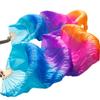 Pulcykp Belly Dance Fan Handmade Dyed Silk Dance Fan Belly Dancing 1 Pair Silk Fans Color7-d Real silk-180x90cm view 3