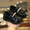 BININBOX Little Girls Patent Leather Oxford Slip-On Penny Loafer Rhinestones Pearls Flats Black White School Uniform Dress Shoes for Toddlers/Little Girls(10 M US Toddler,Black) view 3