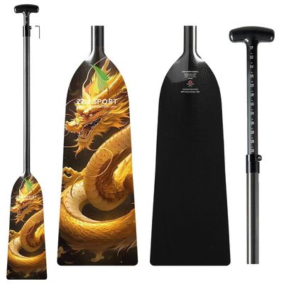 Z&J SPORT Adjustable Dragon Boat Paddle Graphic Blade, IDBF Approved Full Carbon Fiber for Dragon Boat Race (DGN9)