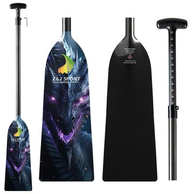 Z&J SPORT Adjustable Dragon Boat Paddle, IDBF Approved Carbon Fiber Paddle, Dragon Graphic Paddle with Adjuster for Dragon Boat Race with Adjustable T Handle (DGN3)