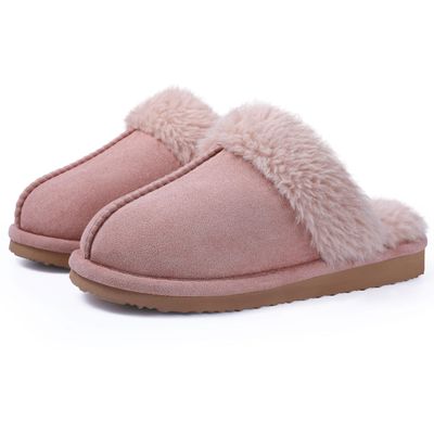 Litfun Women's Fuzzy Memory Foam Slippers Fluffy Winter House Shoes Indoor and Outdoor, Dark Pink 10.5-11