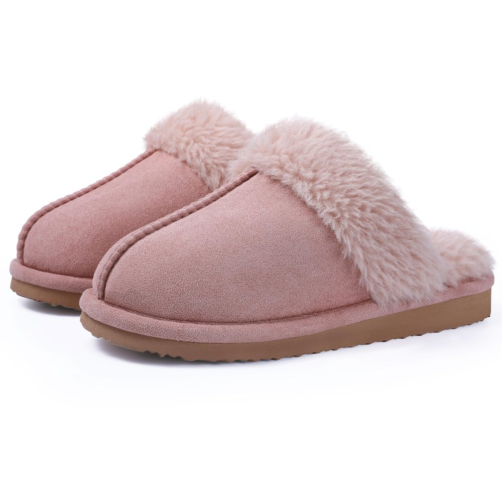 Litfun Women's Fuzzy Memory Foam Slippers Fluffy Winter House Shoes Indoor and Outdoor, Dark Pink 10.5-11
