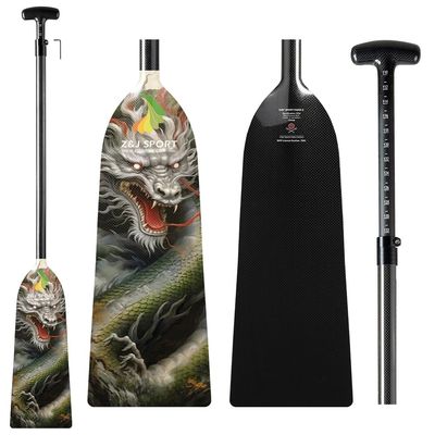 Z&J SPORT Adjustable Dragon Boat Paddle, IDBF Approved Carbon Fiber, Dragon Graphic Paddle for Dragon Boat Race with Adjustable T Handle (DGN17)