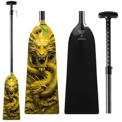 Z&J SPORT Adjustable Dragon Boat Paddle, IDBF Approved Carbon Fiber, Dragon Graphic Paddle for Dragon Boat Race with Adjustable T Handle (DRG2)