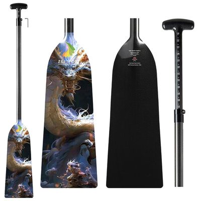 Z&J SPORT Adjustable Dragon Boat Paddle, IDBF Approved Carbon Fiber Paddle, Dragon Graphic Paddle with Adjuster for Dragon Boat Race with Adjustable T Handle (DGN10)