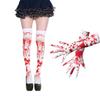 Womens Girls Bloody Stockings Gloves Scary Halloween Costumes Props Thigh High Socks Horror Nurse Cosplay Long Gloves Over Knee Socks Carnival Party Decorations view 1