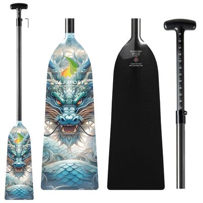 Z&J SPORT Adjustable Dragon Boat Paddle, IDBF Approved Carbon Fiber Paddle, Dragon Graphic Paddle with Adjuster for Dragon Boat Race with Adjustable T Handle (DGN16)