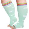 LOUSGUTA Open Toe Plus Size Compression Socks for Women & Men 15-20 mmhg Toeless Wide Calf Compression Support Knee Socks view 2