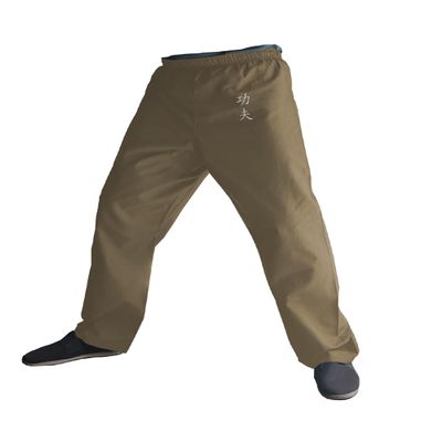 TA0 Kung Fu Pants Martial Arts Kimono for Men and Women, Wing Chun Trousers Cotton 100% (Kung Fu, Beige, Size XXL)