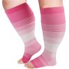 LOUSGUTA Open Toe Plus Size Compression Socks for Women & Men 15-20 mmhg Toeless Wide Calf Compression Support Knee Socks view 2