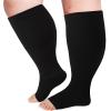 LOUSGUTA Open Toe Plus Size Compression Socks for Women & Men 15-20 mmhg Toeless Wide Calf Compression Support Knee Socks view 2