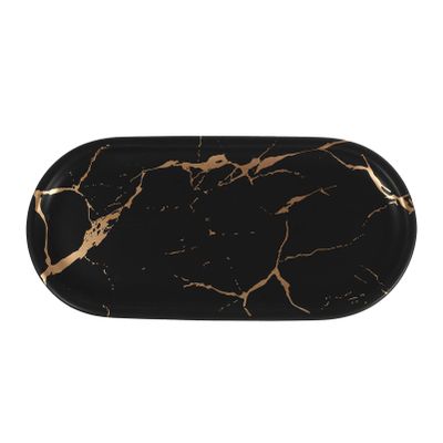 PAREKS Marble Ceramics Jewelry Tray: Trinket Dish Vintage Ring Holder Bowl for Dresser Vanity Bracelet Earring Necklace Organizer Porcelain Serving Plate for Dessert Cake/1283