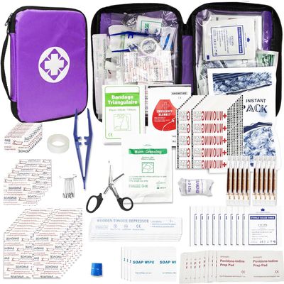 Small-Campact First-Aid Kit-Refill Supplies-Basic Emergency-Essentials - 300PCS Home Essentials Emergency Accident Kits for Businesses Workplace Outside Travel Purple 1st Aid