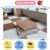 10 Pcs Carpet Interlocking Foam Mats, Cotton Linen Puzzle Play Mat - Perfect for Floor Protection, Garage, Exercise, Yoga, Playroom (12" X 12" - 10 Tiles)(Color:Light Grey) view 2
