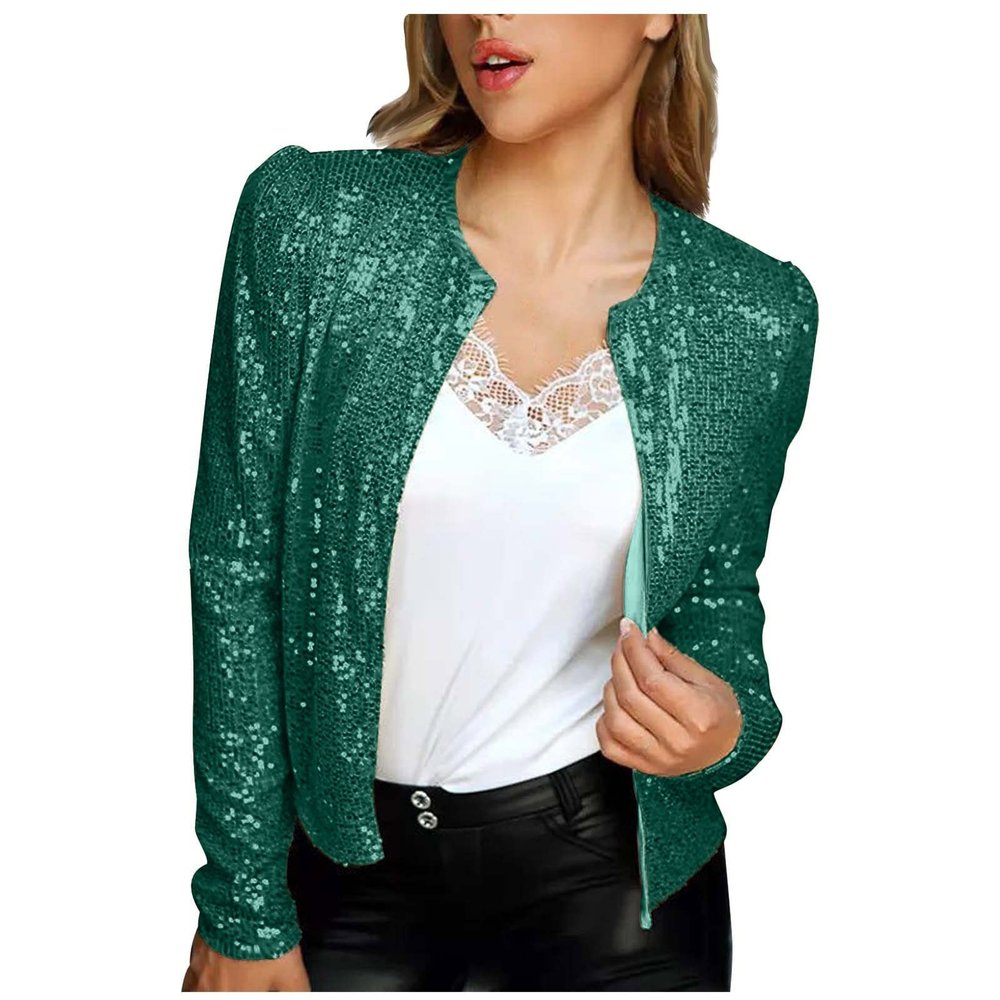 T-37 Lime Green Teen Girls Jackets V-Neck Blazer Hood Coat for Women Long Sleeve Work Office Formal Date Night Evening Gowns Sequin Sparkly Hooded Jackets 2025 CM XXL