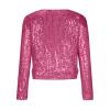 T-37 Hot Pink Women's Long Sleeve Blazer Hoodie with Hood - Formal, Office, Prom, Party, Evening Sequin Sparkle Jacket view 4