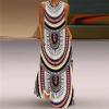 ZONTO Summer Women's Fashion Sexy Digital Print V-Neck Sleeveless Skirt Pocket European and American Dress view 3