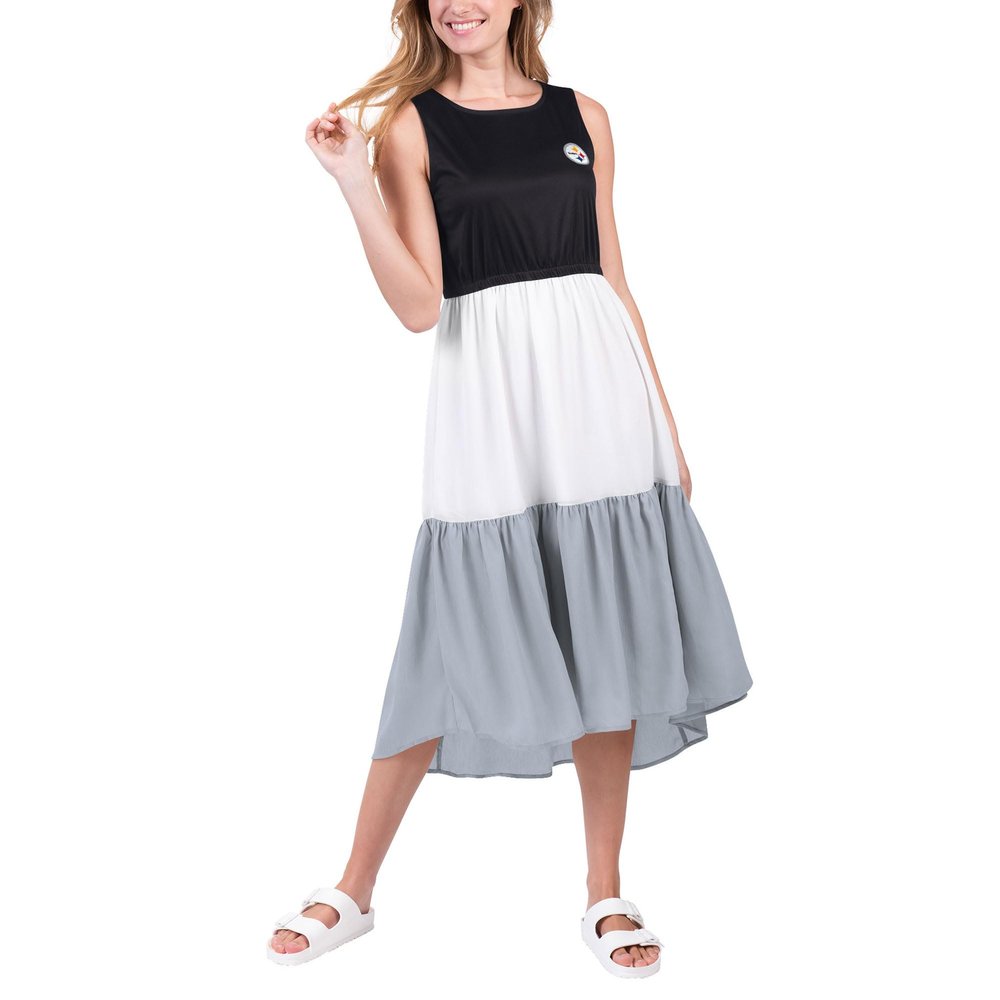 G-III Sports Women's Black/Gray Pittsburgh Steelers 12th Inning Colorblock Dress