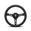 MOMO Motorsport Prototipo Street Steering Wheel,Black Leather Grip,Brushed Black Anodized Spoke,White Stitch,370mm - PRO37BK2B view 1