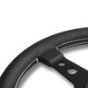 MOMO Motorsport Prototipo Street Steering Wheel,Black Leather Grip,Brushed Black Anodized Spoke,White Stitch,370mm - PRO37BK2B view 2