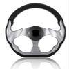UNKOMN Boat Rudder Boat Steering Wheel Alloy 3 Spokes Non-Directional PU Foam Grip Anti-Rust Helm Accessories Hardware with Center Cap Steering Wheels (Color : Silver) view 1