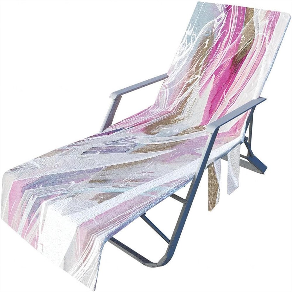 Portable Swimming Pool Beach Chair TowelMicrofiber Recliner Towel Cover, Lounger Cover Pockets Microfiber Towel Travel Lounge Chair Cover Towels Sunbed Pockets Microfiber Towel Quick Dry Cover ( Colo