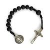 Catholic Prayer Pocket Rosary Saint Benedict Medal Black Lava Beads San Benito Tenner Open Style One Decade Rosary view 1