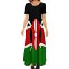 Kenyan Flag Women's Summer Casual Short Sleeve Maxi Dress Crew Neck Printed Long Dresses 8XL view 1