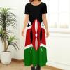 Kenyan Flag Women's Summer Casual Short Sleeve Maxi Dress Crew Neck Printed Long Dresses 8XL view 2