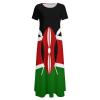 Kenyan Flag Women's Summer Casual Short Sleeve Maxi Dress Crew Neck Printed Long Dresses 8XL view 3