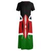 Kenyan Flag Women's Summer Casual Short Sleeve Maxi Dress Crew Neck Printed Long Dresses 8XL view 4