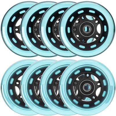 HeyZomm Inline Skate Wheels Outdoor & Indoor Inline Skate Replacement Wheels 85a Roller Hockey Wheels w/Bearings ABEC-9 & Floating Spacers, 64mm 70mm 72mm 76mm 80mm 84mm 90mm Dia, 8-Pack (80mm, Blue)