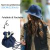 Women Cotton Bucket Hat Double-Side-Wear Reversible Drawstring Sun Hat UPF 50 Packable Summer Travel Beach Sun Hat Light-Blue Biege view 3